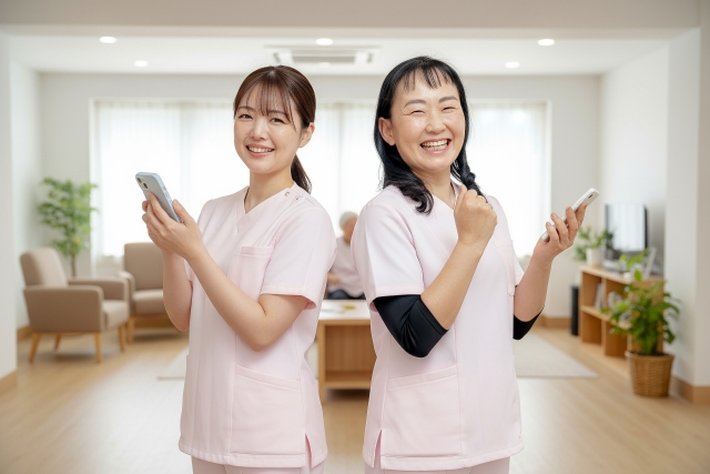 笑顔で話す美容クリニックのスタッフ
